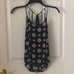 Patterned strappy back tank top